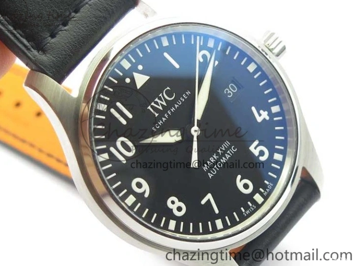 MIROTIME 0224 Soft MARK XVIII IW327001 SS FKF 1:1 Best Edition Black Dial On Black Leather Strap 7119